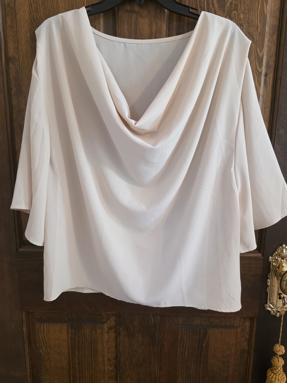 Draped Cowl Neck Women's Top - Cream L